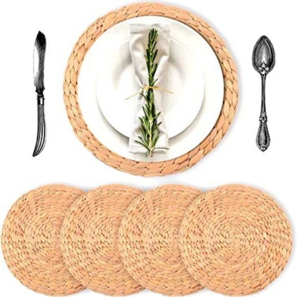 KIOFLY Natural Water Hyacinth Rattan Tablemats - Picture 1 of 8